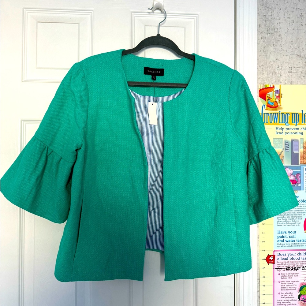 NWT Talbots Blazer cotton size 14 green women’s